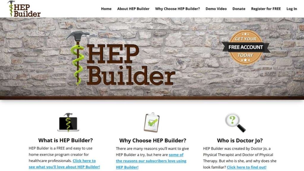 HEP Builder free home exercise program creator tool for healthcare professionals and physical therapists