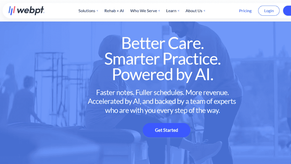 Physical therapists using WebPT AI-powered practice management software for faster documentation and improved clinic efficiency